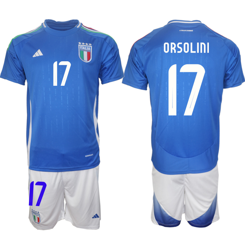 Men 2024-2025 Season Italy home Blue #17 Soccer Jersey->italy jersey->Soccer Country Jersey